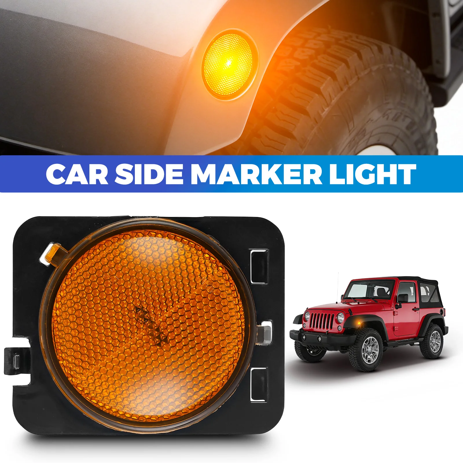 Przedni błotnik boczne światła obrysowe kierunkowskaz lewy prawy dla Jeep Wrangler JK 2007-2018 55078145 AA 55078144 AA — zdjęcie 5