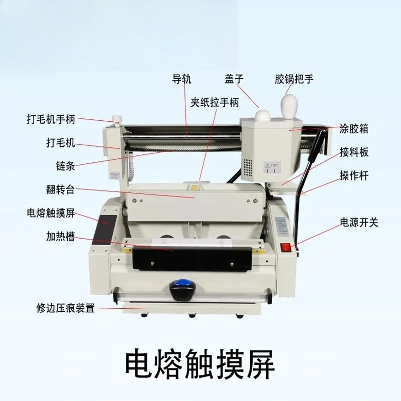 Hardcover with indentation touch screen dotted line wavy line electronic temperature control RD-32 + bid binding machine