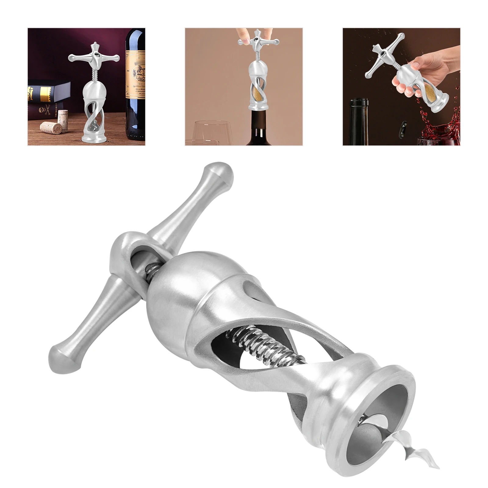 

Stainless Steel Wine Opener with Non-Slip Handle, SUS304 Material, Perfect for Effortless Wine Opening at Home or Events