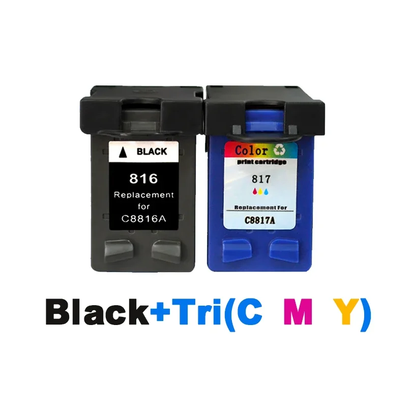 XiongCai compatible Ink Cartridge for HP 816 817 DeskJet D1468 D2360 D2368 D2468 3668 5168 5652 3938 printer for hp816 For HP817