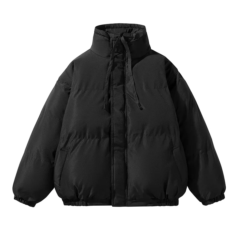 KIDWHXR Winter Men Parkas Coat Thicken Warm Long Sleeve Male Outerwear Simple Solid Stand Collar Man Loose Versatile Jacket