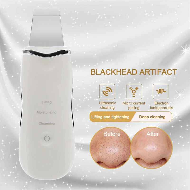 Ultrasound Face Skin Scrubber High-Frequency Vibration Facial Massager Face Lifting Blackhead Removal Skin Peeling Pores Cleaner