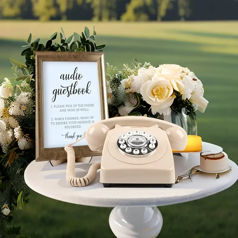 European Classical audio message book Wedding audio Blessing book Vintage telephone Wedding Party Birthday Party Guestbook Phone