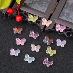 20pcs glass transparent colored butterfly handmade antique style step shaking head hair accessories handmade DIY hairpin materia