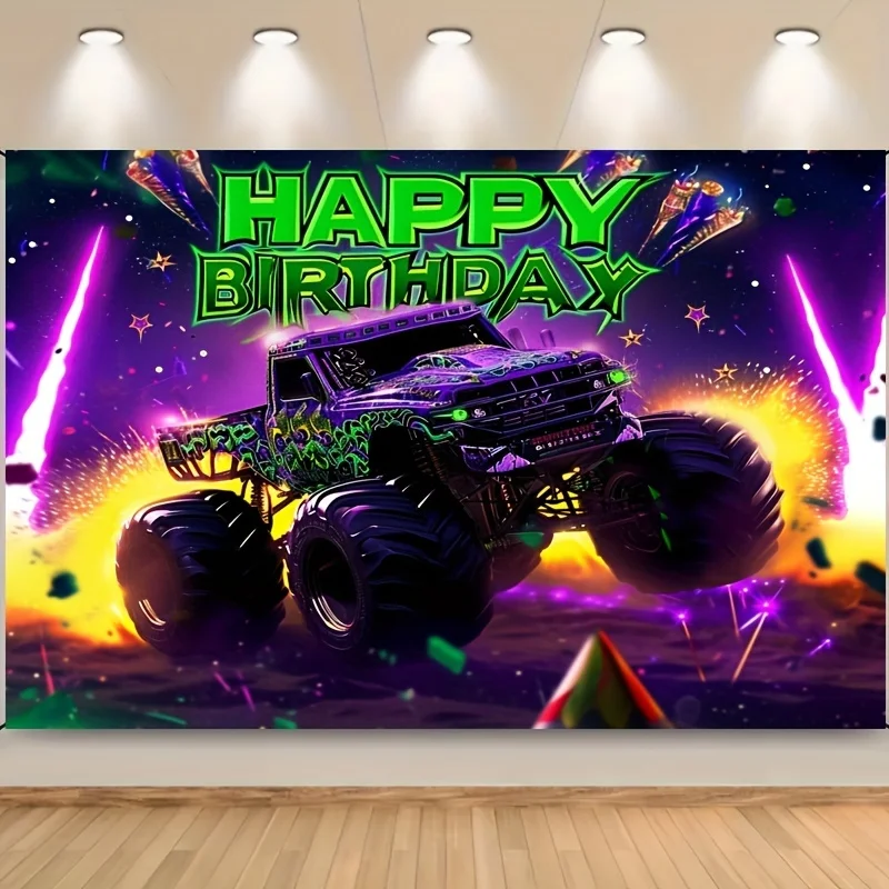 Green Car Happy Birthday Truck Rear Seat Monster Racing Stadium Auditorium Light Terrain Car Motorcycle Men's Decoration