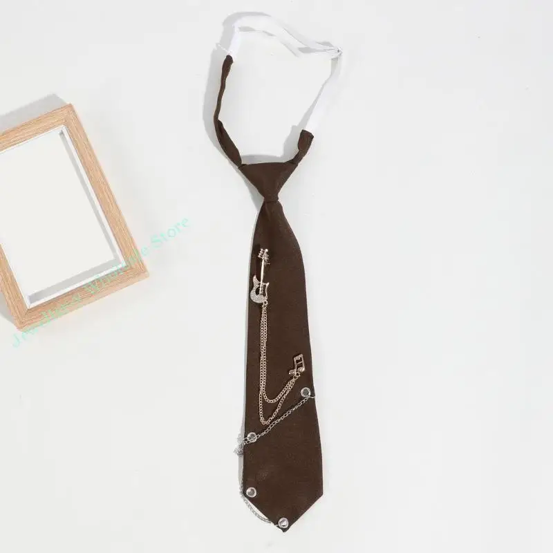 

R7UF для мужчин и женщин металлическая подвеска в виде гитары-цепочки, униформа, галстук, регулируемый предварительно завязанный