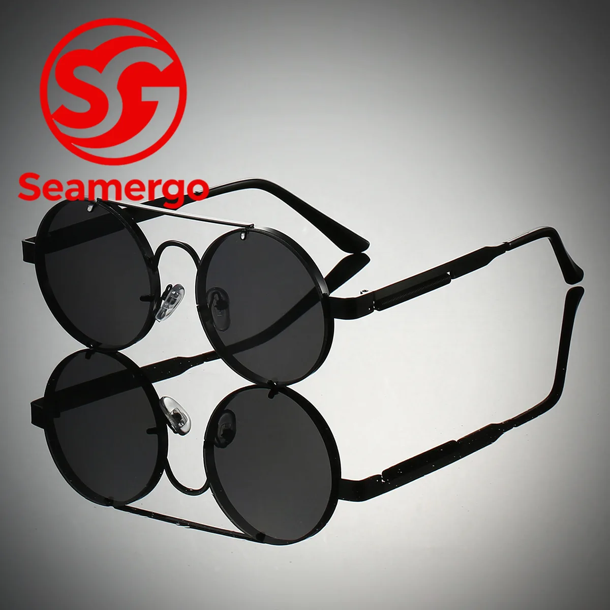 Retro Punk Stil Metall Runde Rahmen Sonnenbrille Dampf Persönlichkeit Sonnenschutz Reise Strand Erweiterte Augenschutz Brille