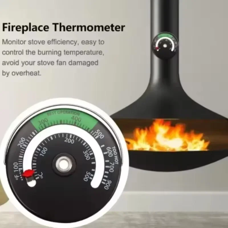 Wood Fireplace Thermometer Oven Stove Temperature Top Thermometer Magnetic Chimney Flue Pipe Meter For Keeping Your Wood/ Pellet