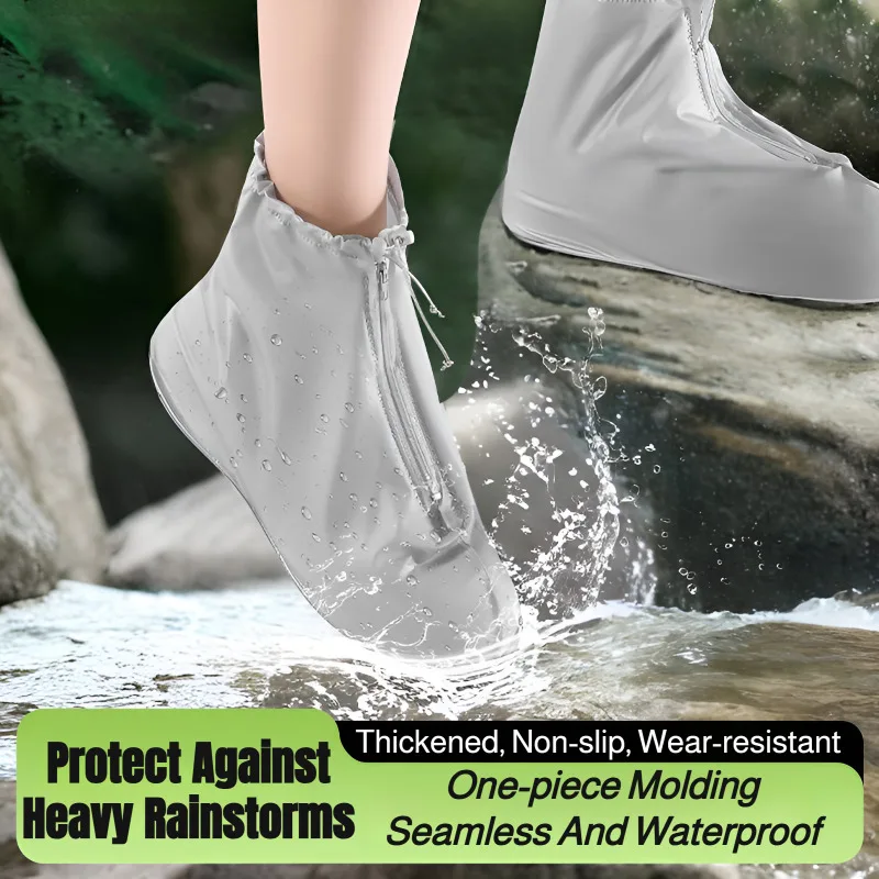 

Утолщенные водонепроницаемые бахилы со средней трубкой, нескользящие износостойкие дождевые бахилы, дождевики на молнии