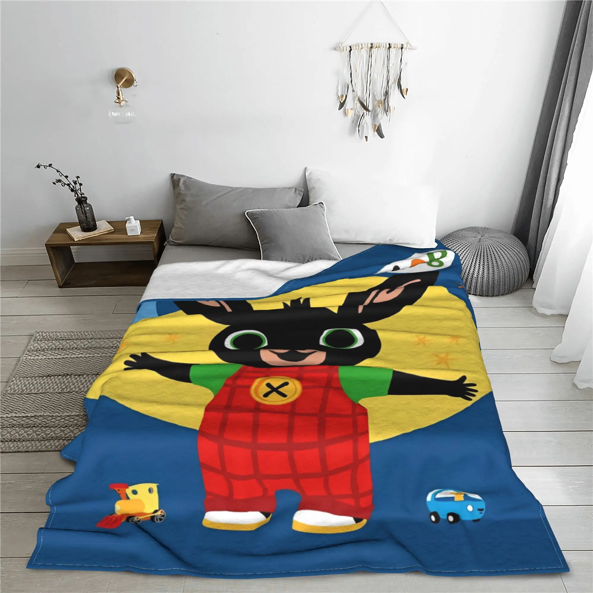 Bing Bunny Hoppity Voosh Blanket Velvet Autumn/Winter Cartoon Animation Multi-function Lightweight Throw Blankets Sofa Quilt