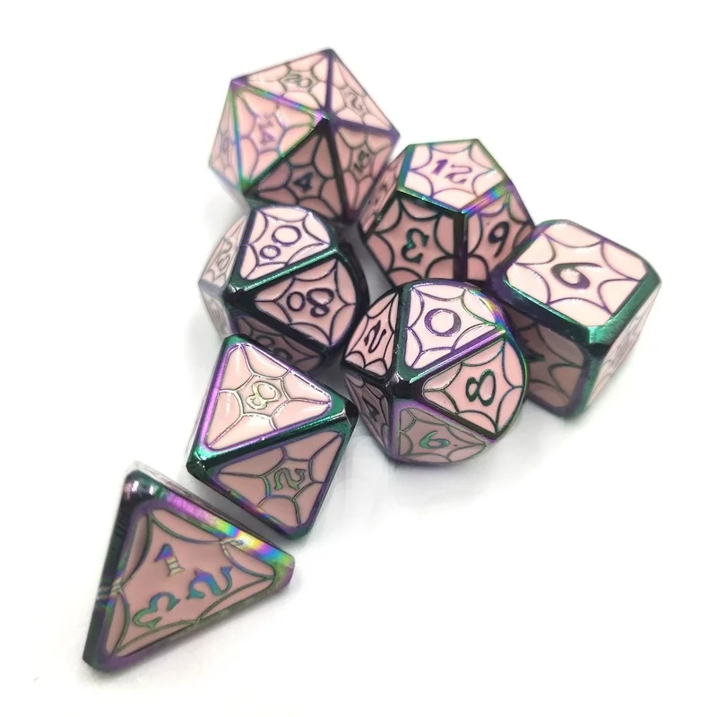 7Pcs Set Foreign Trade Explosion Metal Galaxy Dice Board Game Accessories Digital Dice