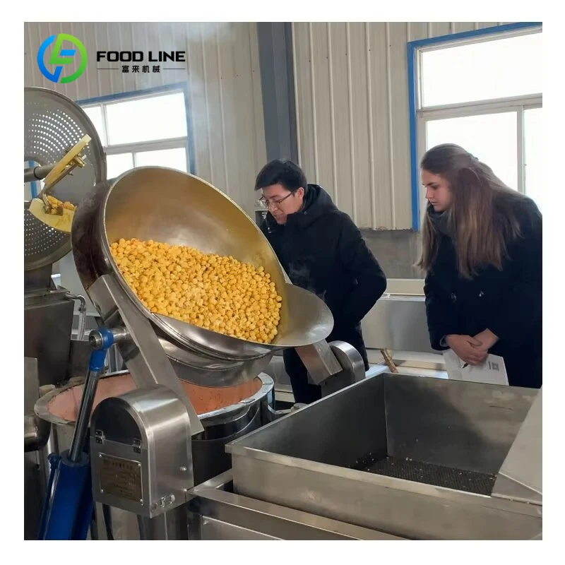 Customized High Productivity Industrial Commercial Caramel Gas Heating Automatic Chocolate Popcorn Machine