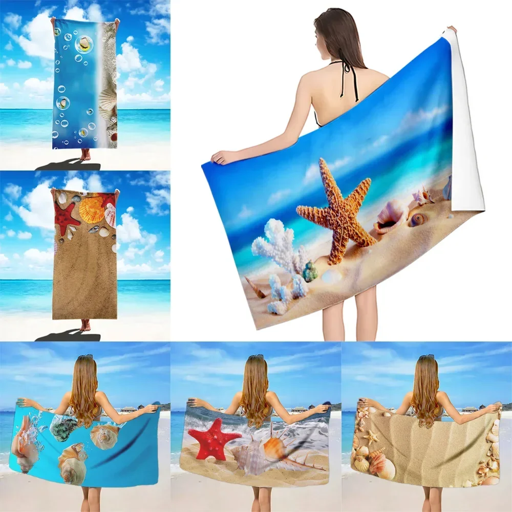 S-Shell Beach Towel Microfiber Sand Free Quick Dry Soft Sandproof Pool Towels Gift for Women Oversized Travel Gym Shower Camping