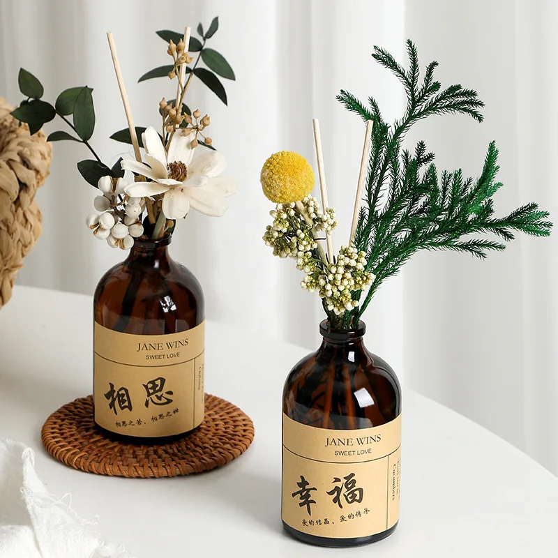 2Pcs Dried Flowers Bouquet Reed Diffuser Flower with Reed Diffuser Stick for Home Fragrance by Plawanature.Wedding Home Decor