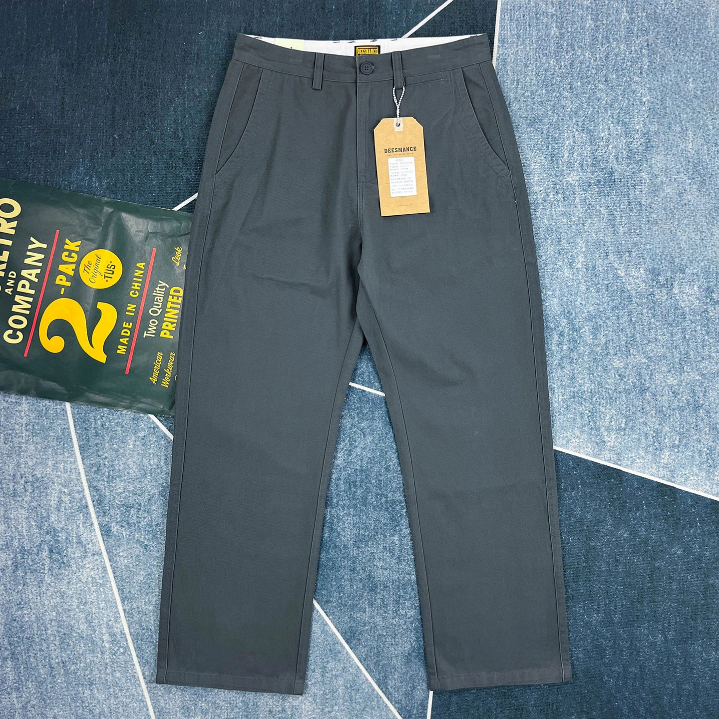 100% cotton American straight casual pants for men solid color simple workwear loose and versatile trousers
