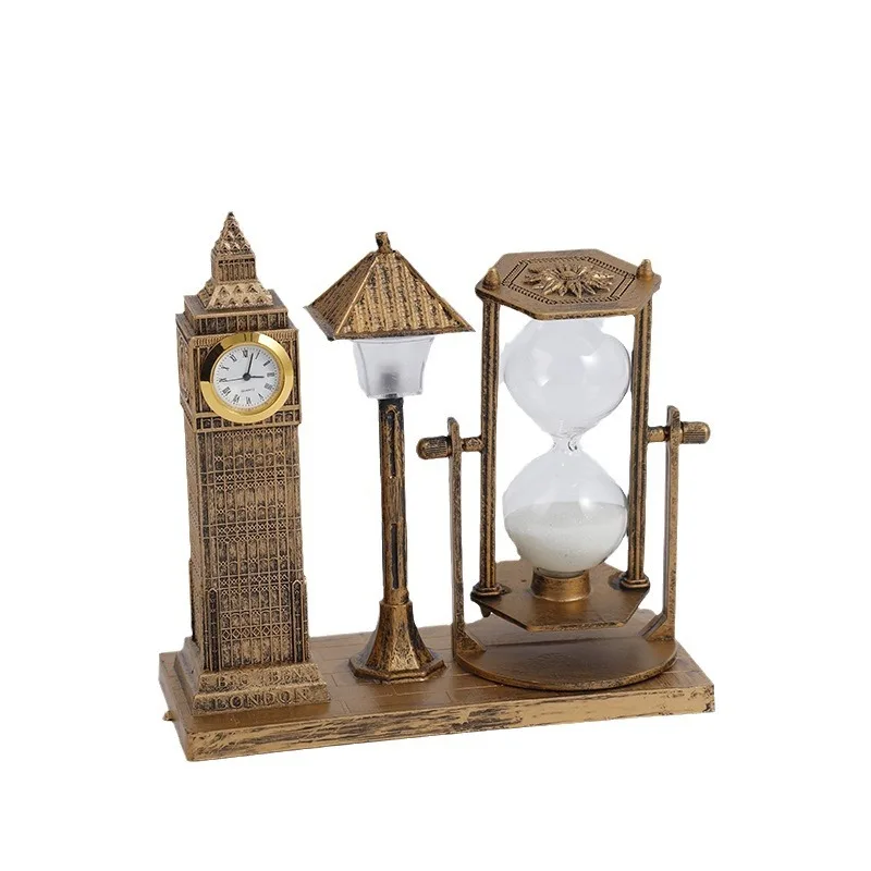 Creative Retro Hourglass Nightlight Nostalgic Quicksand Desktop Decoration Student Friends Graduation Gift Clock Tower Timer