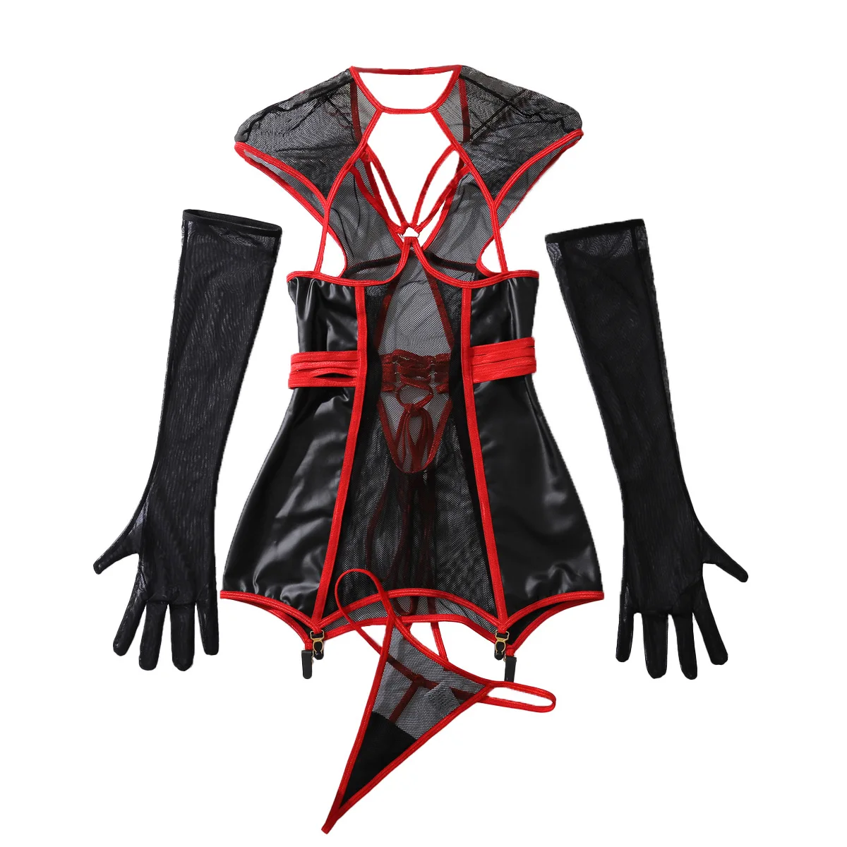 Venta al por mayor de lencería de enfermera transparente de malla Sexy para mujer, ropa interior para fiesta traviesa, mono de Cosplay, disfraz desnudo