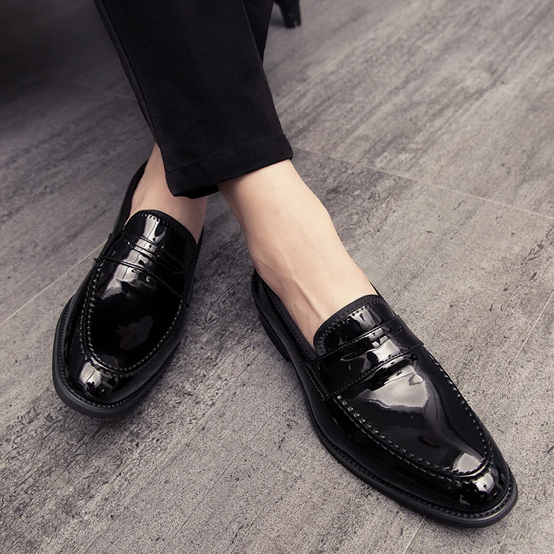 Black Shiny Leather Penny Loafers Size 39-46 Men's Casual & Formal Shoes