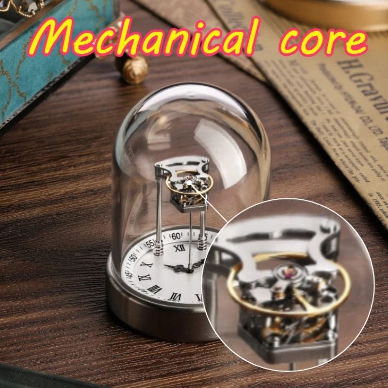 Mechanical Style Table Clocks Glass Dome Cover Space Cabin Shape Table Clocks Dustproof No Battery Vintage Steampunk Home Decor