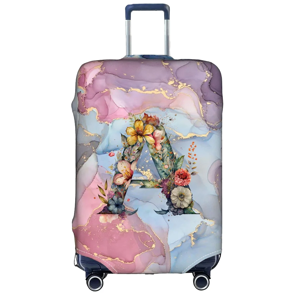 Luggage Cover Stretch Fabric Suitcase Protector Case Floral Letter Series Baggage Dust Case Cover Suitable 18-32 Inch Suitcase