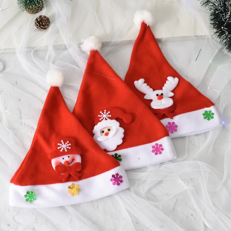 2022 Merry Christmas Hat New Year Navidad  Cap Snowman ElK Santa Claus Hats For Kids Children Adult Xmas Gift Decoration