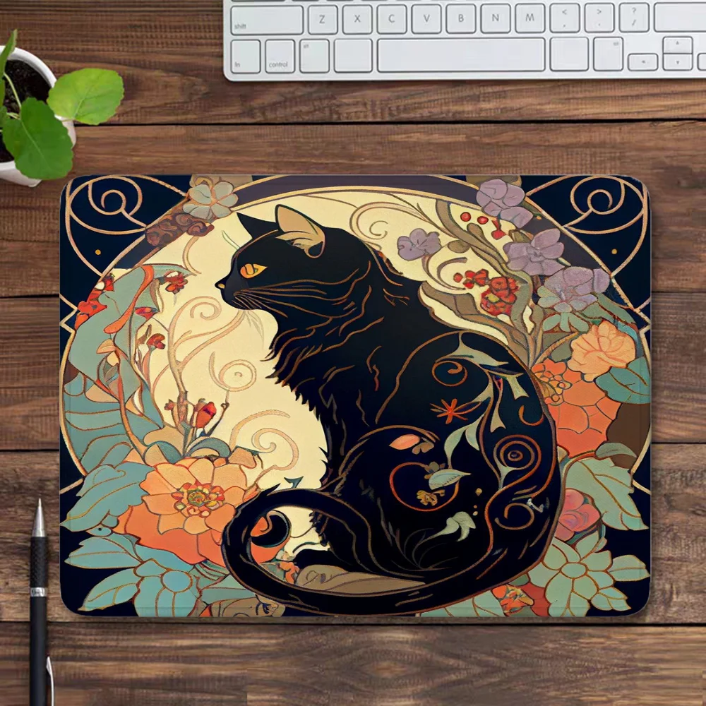 Black cat and white cat Mousepad Small Mouse Pad Gaming Accessories Mouse Mat Pc Keyboard Pads Rubber Computer Desk Mats