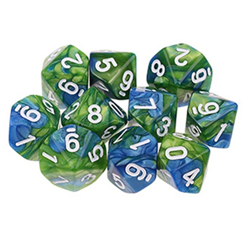 10Pcs/Set 10 Sided D10 Polyhedral Dices Numbers Dials Desktop Table Board Game PXPF