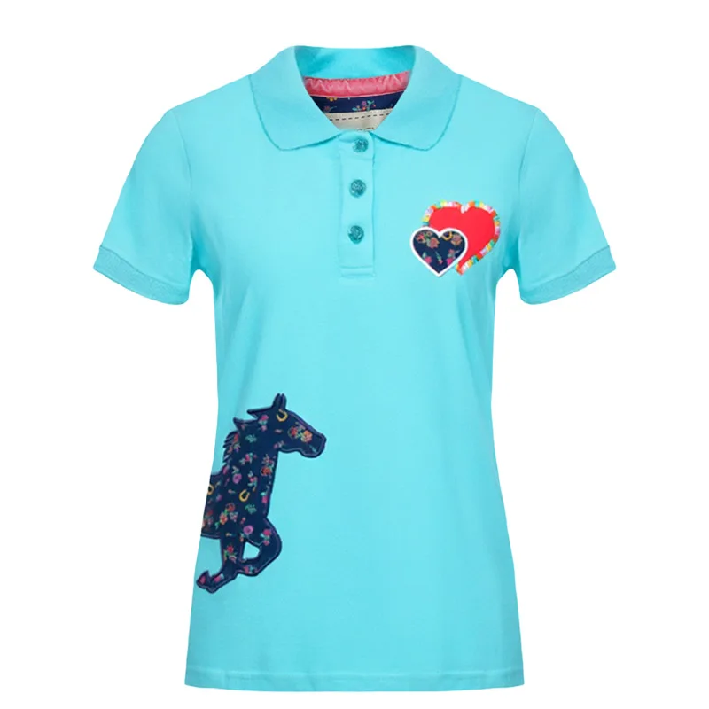 

Children's Double Heart POLO Short Sleeve Shirt T-Shirt Equestrian Clothing Knight Clothing