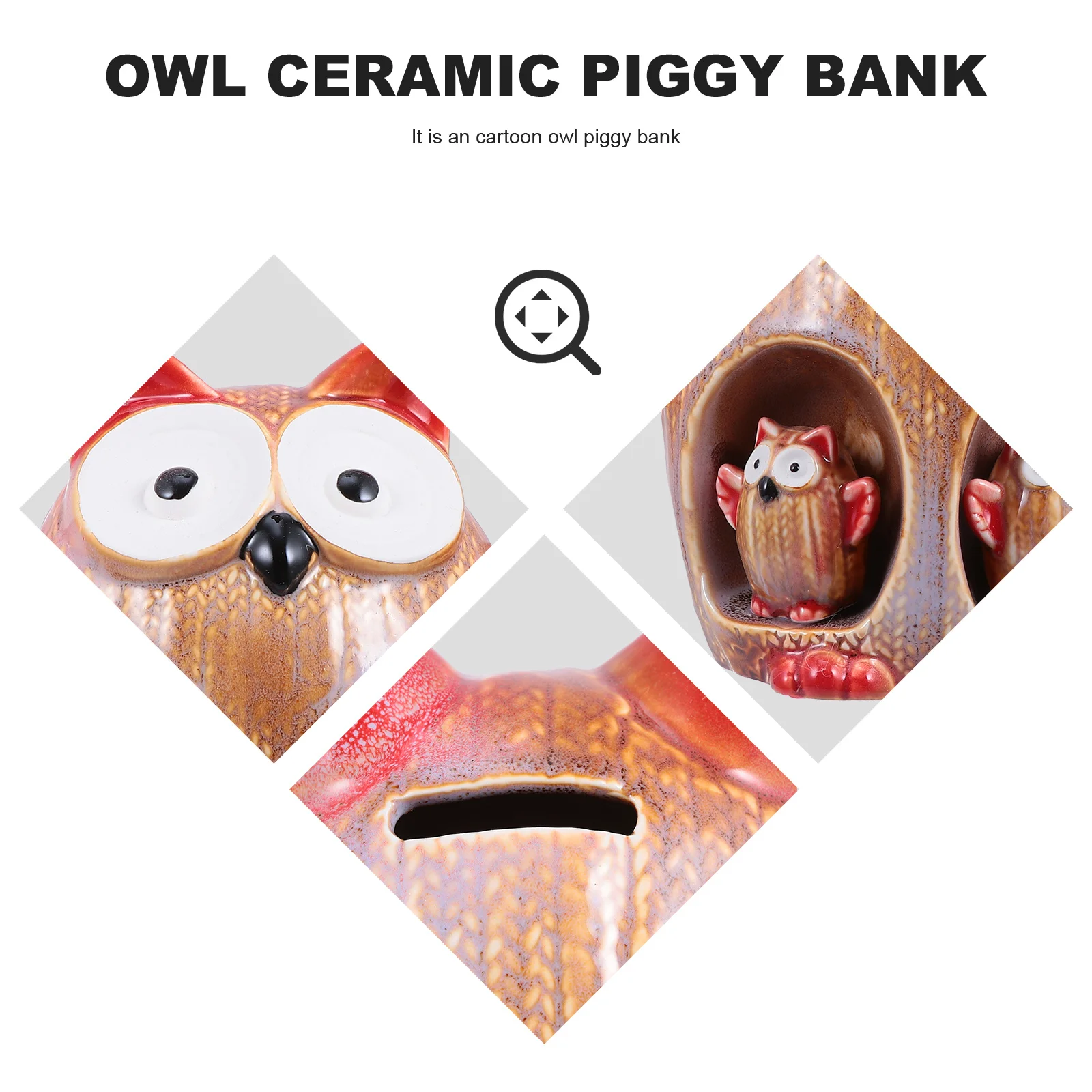 

Owl Shape Ceramic Piggy Bank Cartoon Coin Storage Jar Saving Pot Cute Desktop Ornament Ceramic Owl Piggy Bank
