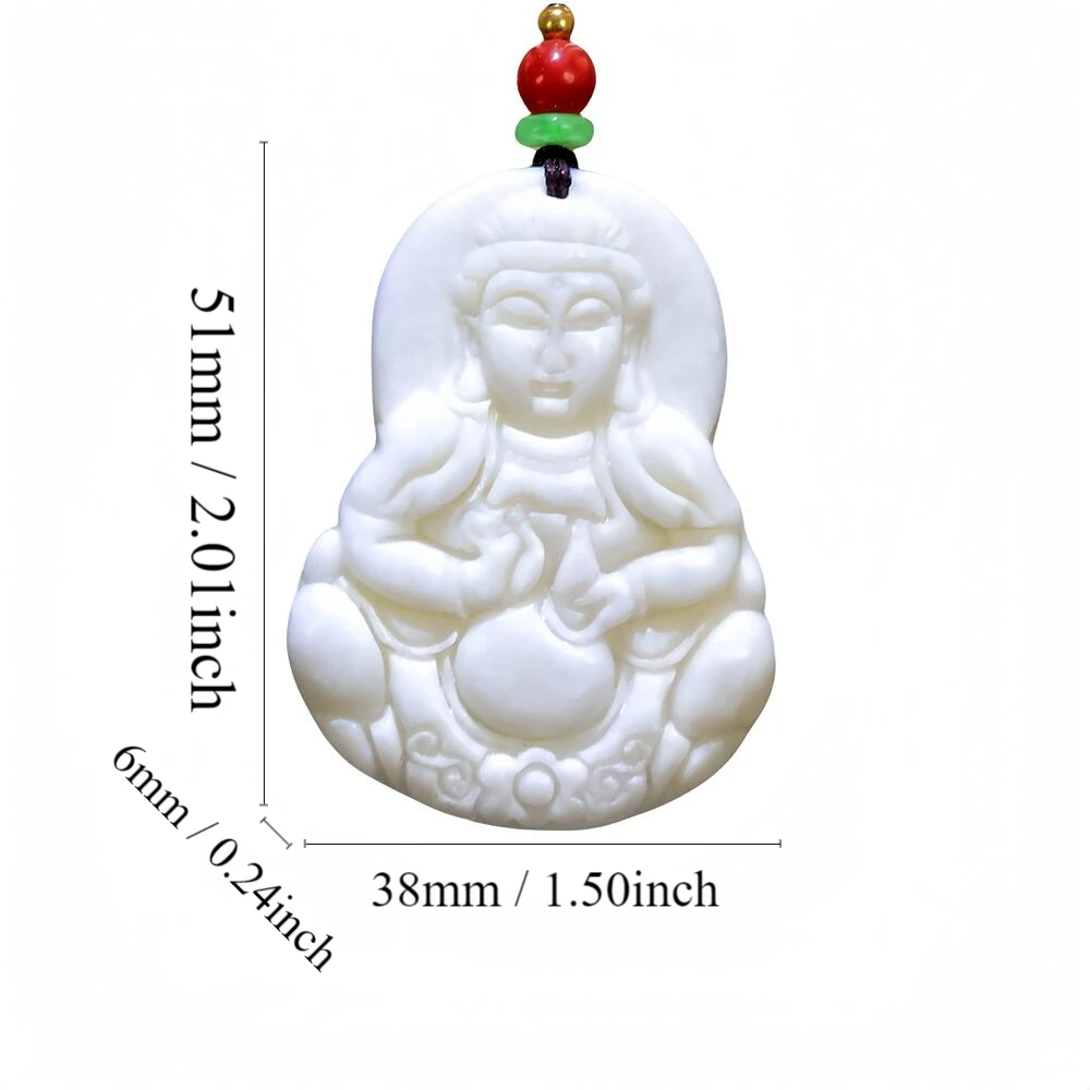 Natural Real White Jade Bodhisattva Pendant Necklace Fashion Jewelry Luxury Accessories Chinese Carved Charm Talismans Gifts