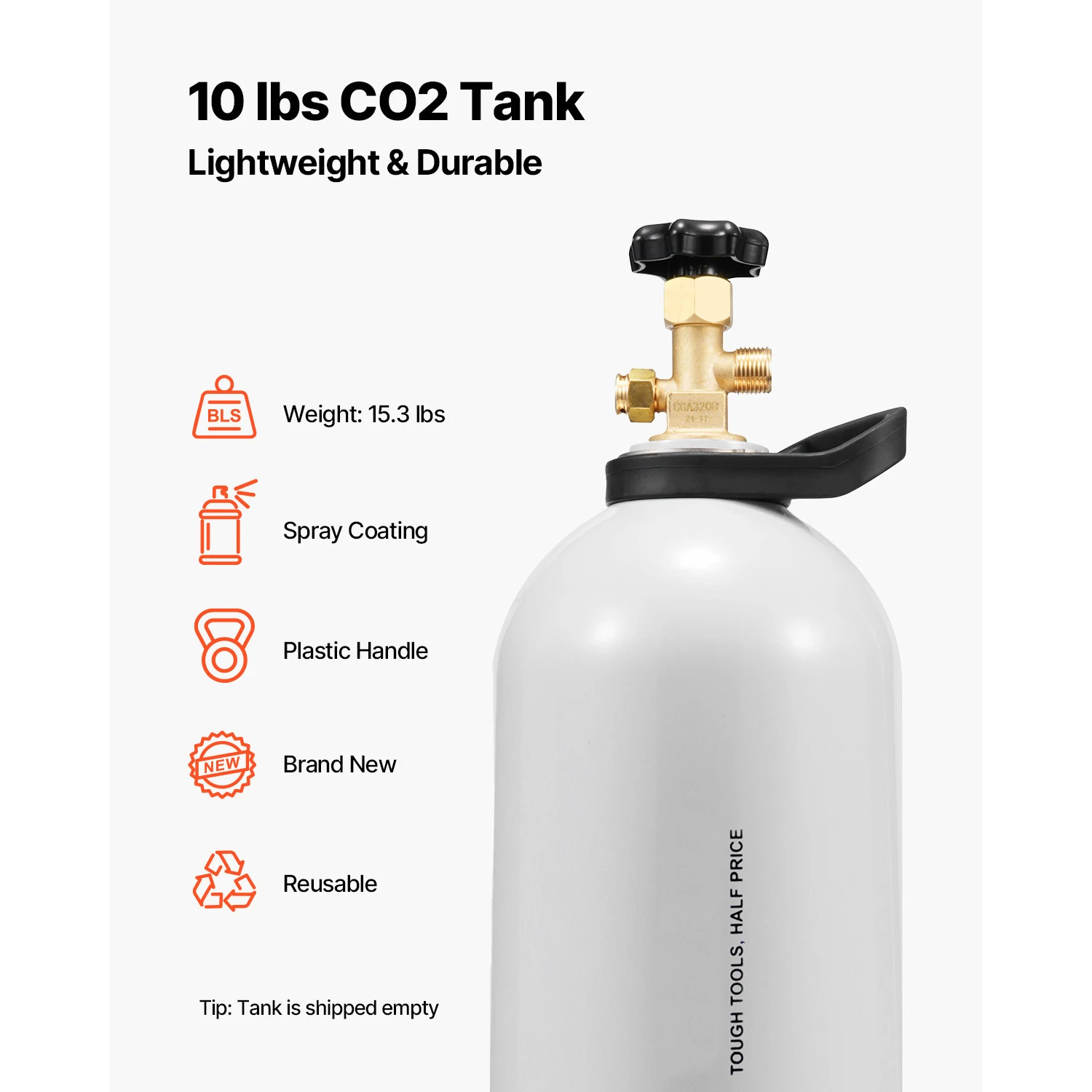 SucceBuy CO2 Tank 10 lbs New Aluminum Alloy Cylinder CO2 Air Tank with Light Spray Coating DOT Approved Cylinder for Draft Beer view 3
