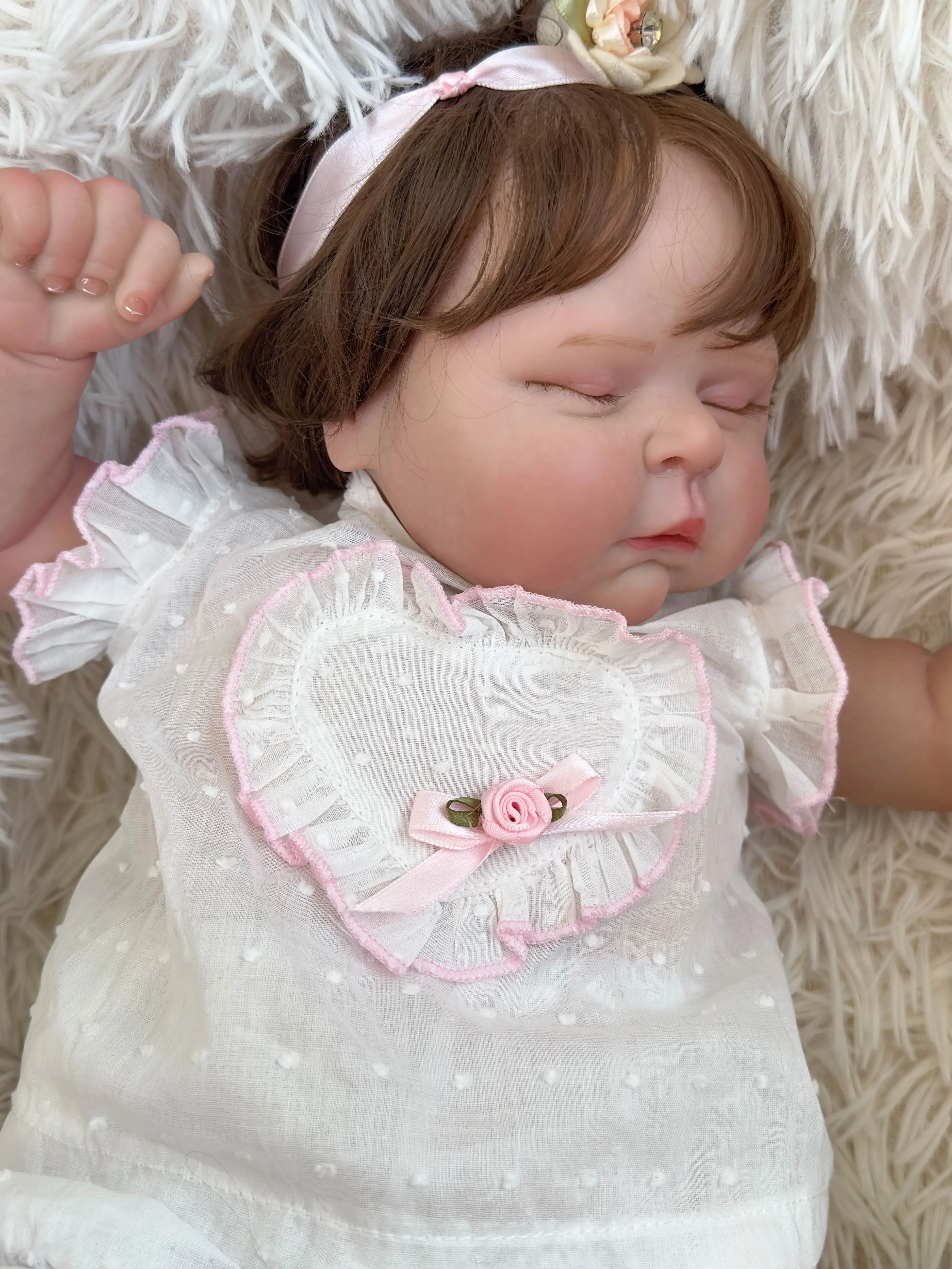 

SANDIE 50CM Soft Body Reborn Baby Girl Peaches Doll with 3D Skin Multiple Layers Painting with Visible Veins Soft Touch Doll