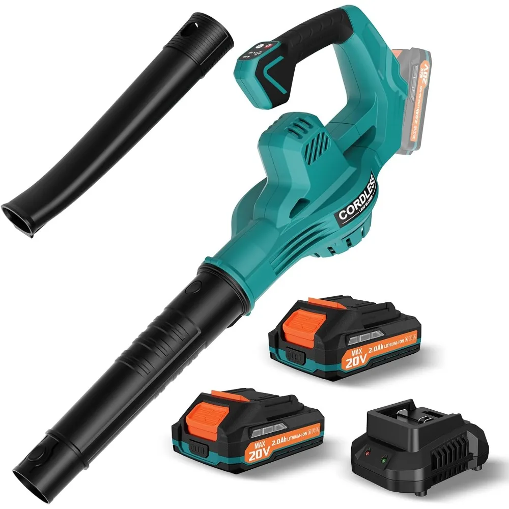 

Leaf Blower Cordless with 2 * 20V Battery and Charger,2 Speed Levels, Electric Lightweight Leaf Blowers for Lawn Care