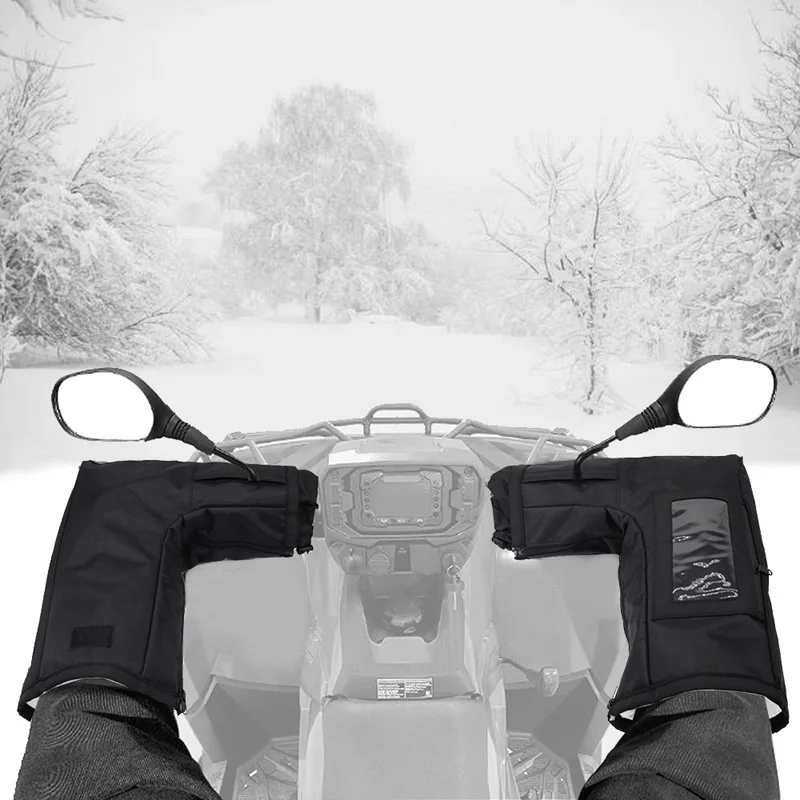 

ATV Gloves Waterproof Touch-Friendly Bag/Front Wind-Breaking Guard Motorcycle Gloves Snowmobile Handlebar Gloves Compatible Snow