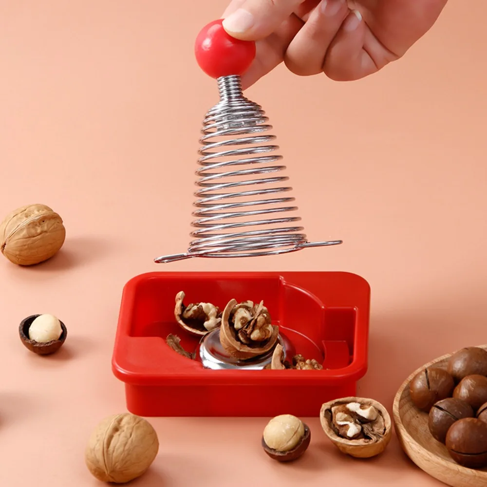 

Stainless Steel Spiral Spring Nutcracker Professional with Base Tray Walnut Plier Effective Nut Shell Opener Pistachio