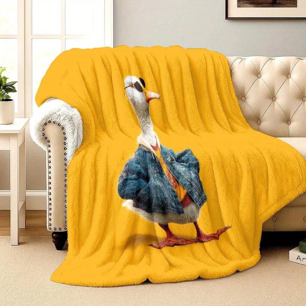 Oversized Fluffy Yellow Goose Cartoon Blanket Throw for Couch Decor Winter Home Gift 150x230cm Cozy Xmas