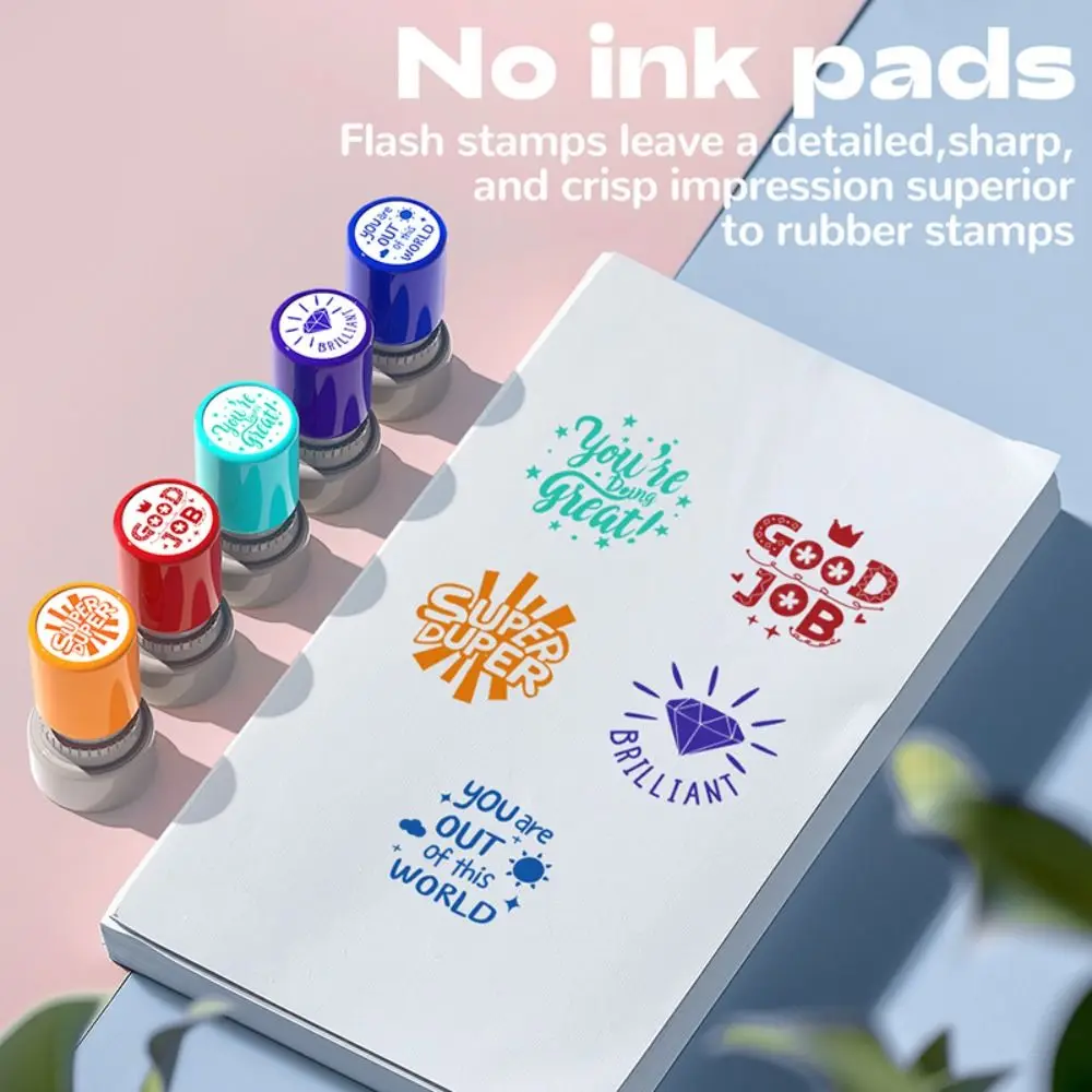 Automatic Inking Teacher's Comment Stamp English Version Encouragement Educational Behavior Stamp Incentive Circular