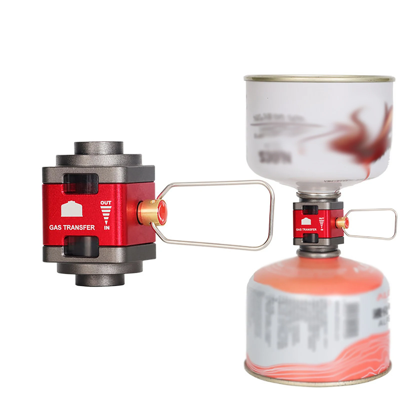 Camping Gas Tank Valve Adapter with Visual Window and Residual Gas Collection Valve for Stable Airflow and Safe Gas Transfer