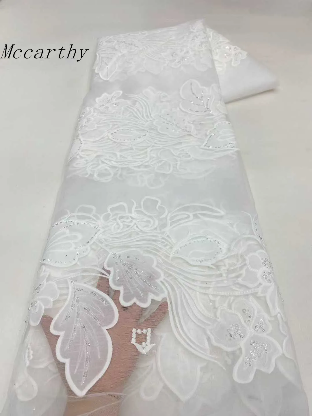 

2025 французская флокированная тюлевая кружевная ткань высокого качества 5 ярдов с вышитыми блестками африканская нигерийская кружевная ткань для шитья женщин