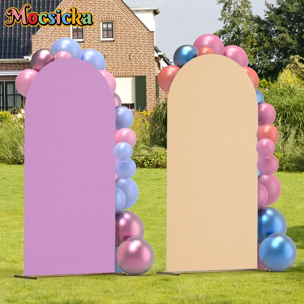 Mocsicka Solid Color Arch Backdrop Cover Soft Fabric Black White Pink Decors Adult Wedding Baby Birthday Party Arched Background