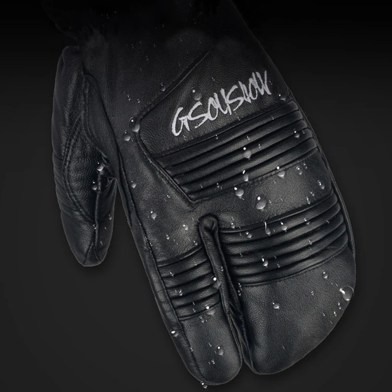 Sarung tangan salju wanita kulit tahan air sarung tangan ski pria olahraga gunung luar ruangan sarung tangan snowboard hangat sepeda motor bagian dalam 5 jari