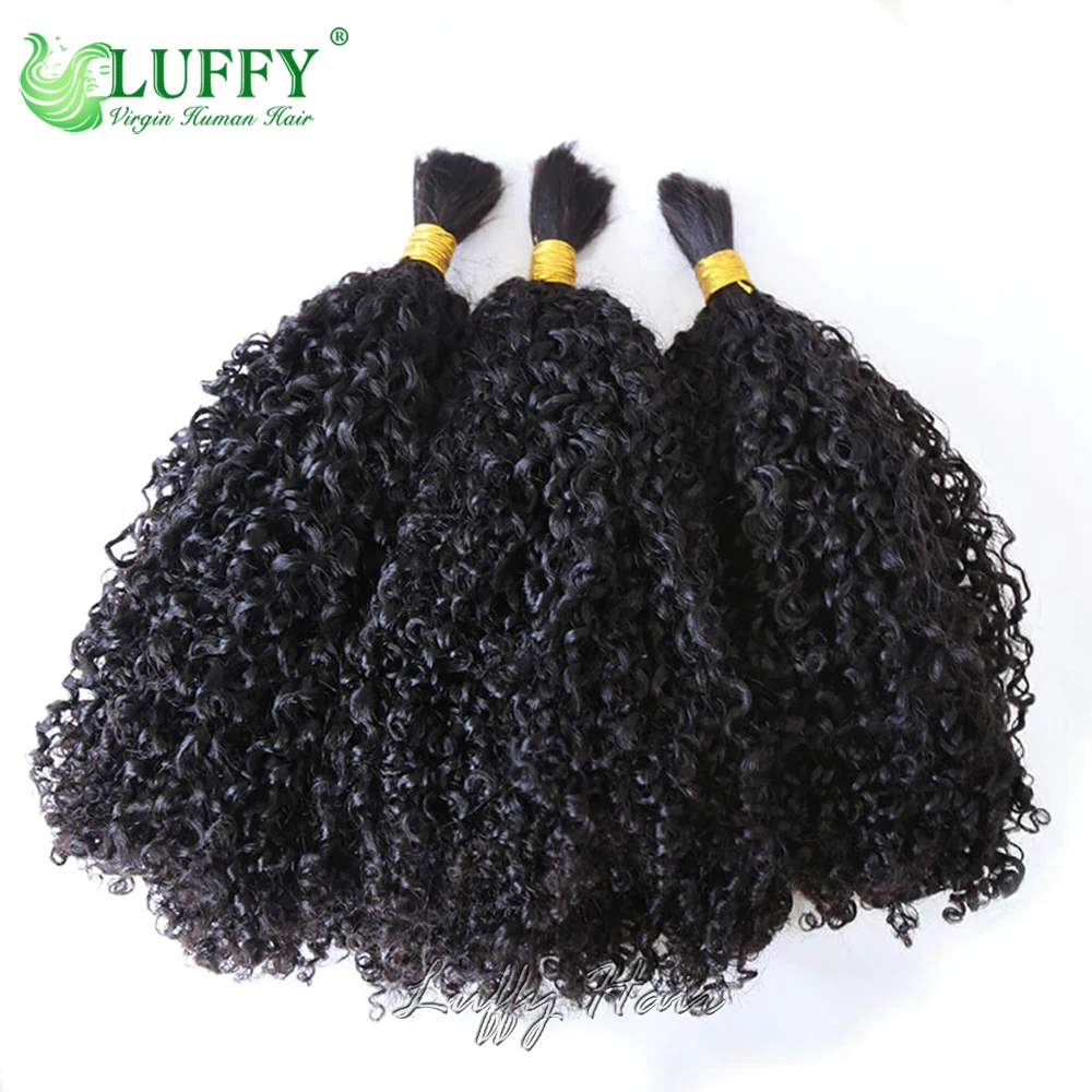 Extensiones de cabello humano indio para trenzar, pelo Afro rizado sin trama, trenzas Bohemias de doble dibujo, extremo completo, venta al por mayor