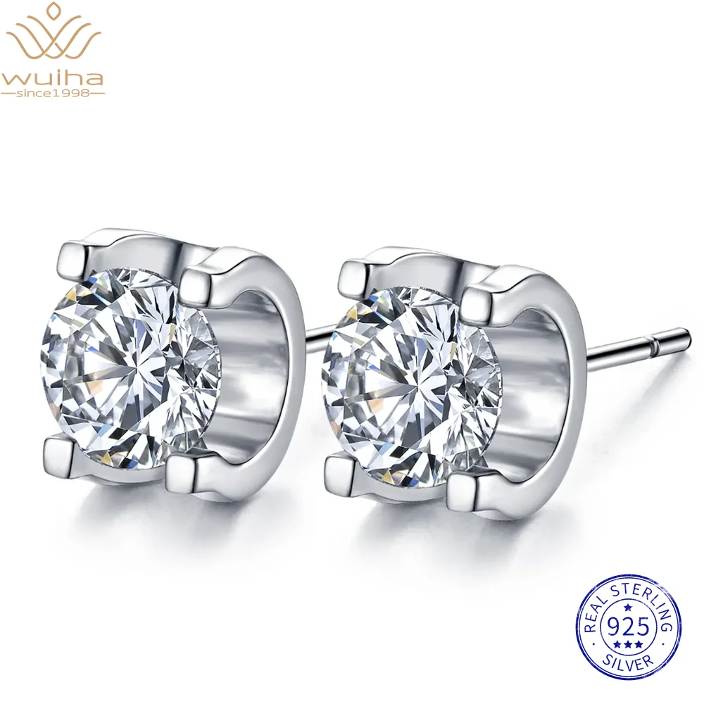 

WUIHA Sparkling 100% 925 Sterling Silver 6.5MM VVS1 GRA Moissanite Diamond Anniversary Stud Earrings for Women Gift Fine Jewelry