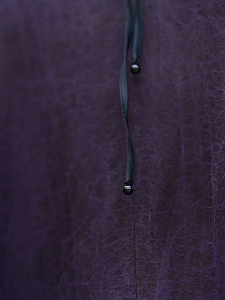 Women's Fashion Autumn New High End 100% Natural Mulberry Silk Fragrant Cloud Yarn Purple Loose Round Neck Short Sleeve Dress