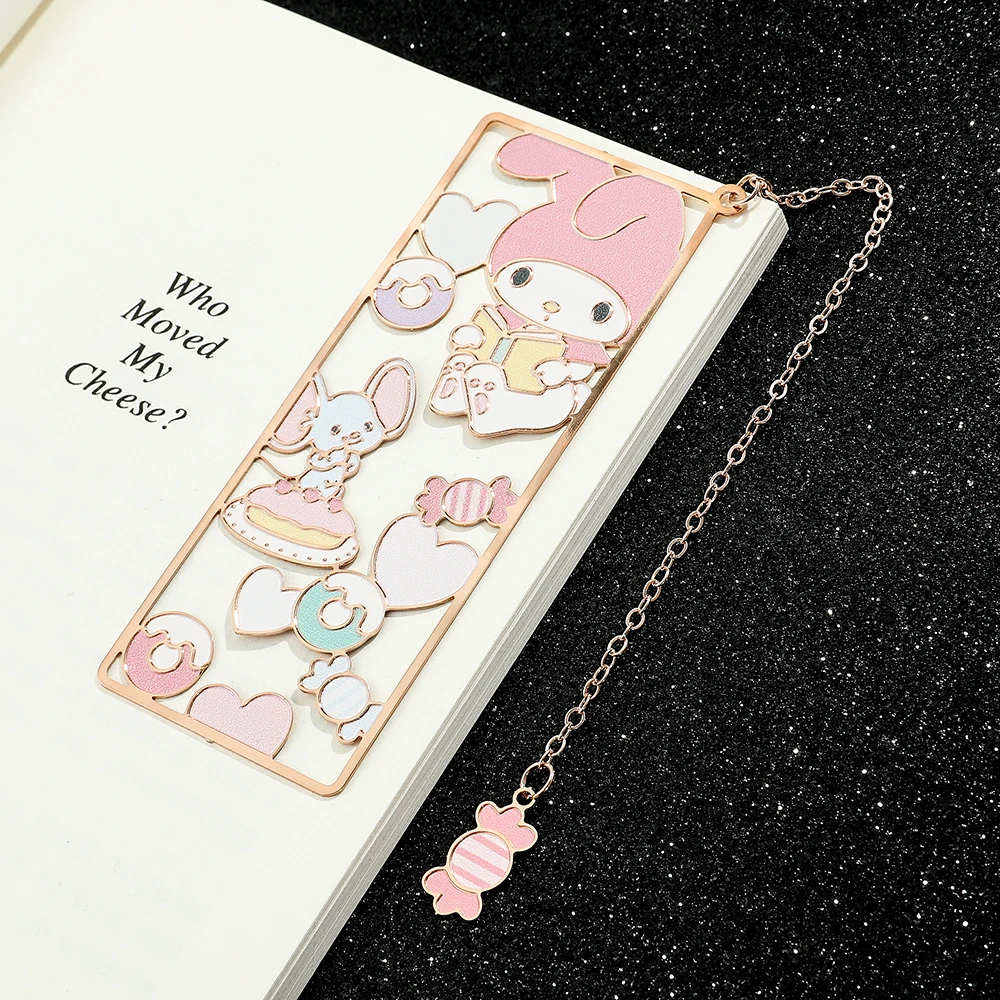 Imagem -04 - Anime Bonito Hello Kitty Bookmark Pink Metal Bookmark Coleção Dedos Desenhos Animados Presentes para Amantes do Livro Material Escolar Fãs