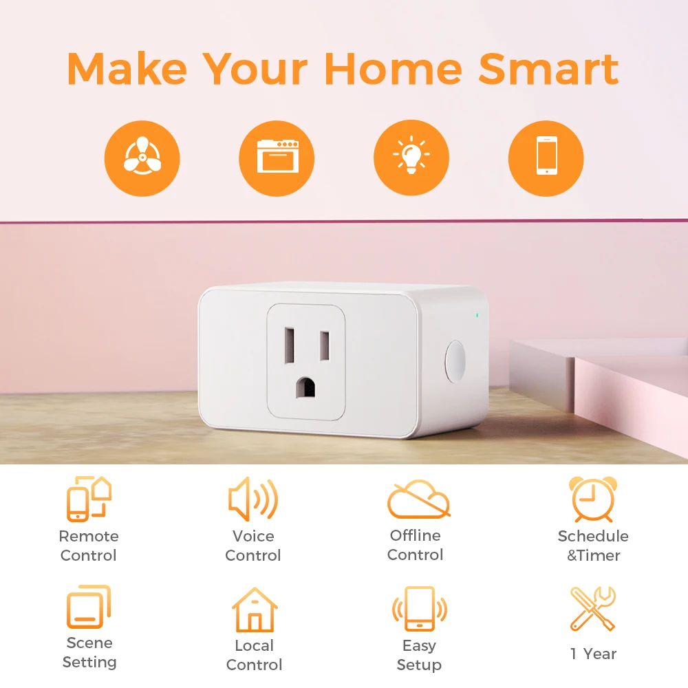 

Refoss WiFi 15A US Smart Plug Mini WiFi Socket App /Voice Remote With Timers Function Support Alexa Homekit