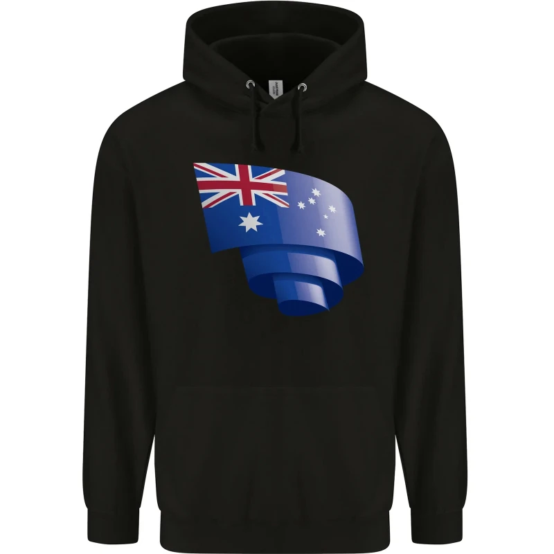

2025 Autumn and Winter Curled Australia Flag Australian Day Football Mens 80_ Cotton Hoodie