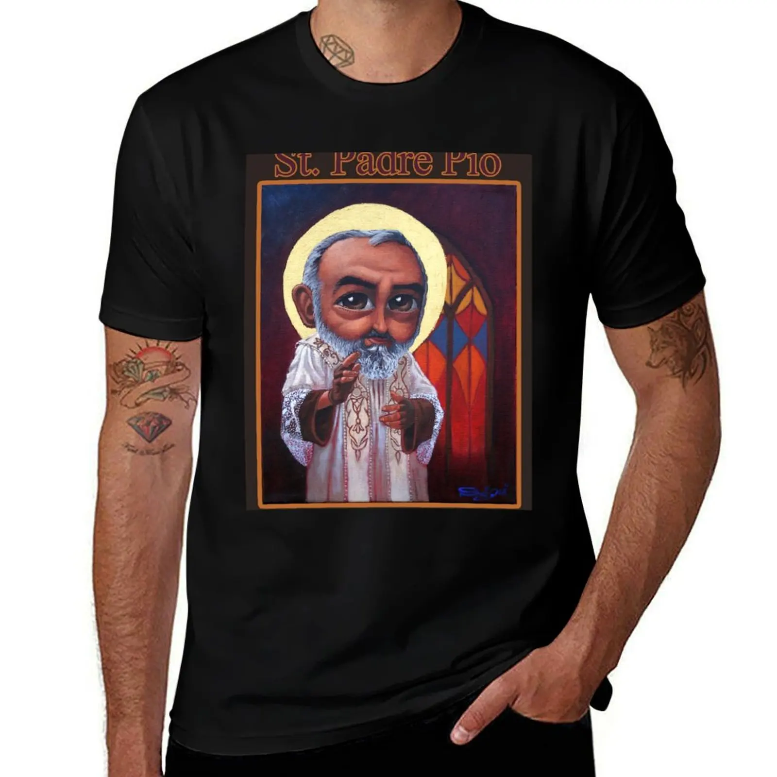 

St Padre Pio T-Shirt blanks football t shirt luxury clothes men