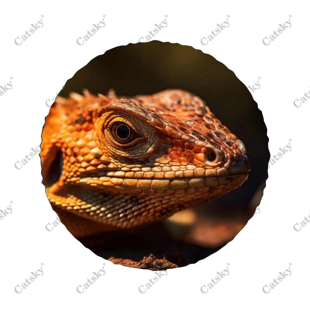 Bearded Dragon Under Blue Sky Polyester Universal Spare Wheel Tire Cover Custom Tire-Covers for Trailer RV SUV Truck Camper