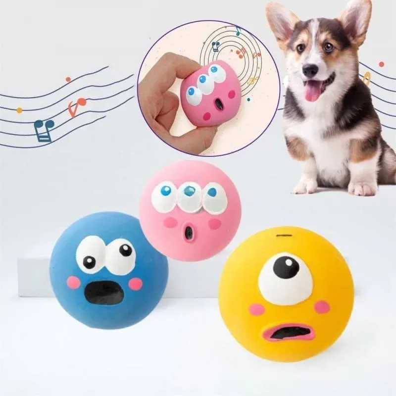 Pet Squeaky Toys Pet Ball Toys Dog Chewing Rubber Ball Cleaning Tooth Dog Chew Toy For Dogs Bite Resistant Sounder Pet Supplies